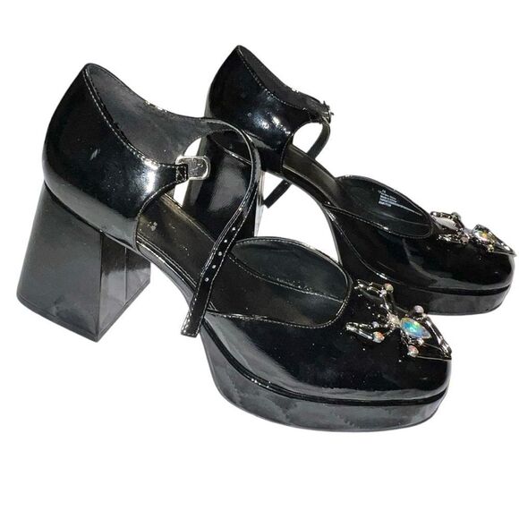 Wild fable black faux patten leather platform chunky re vamped heels!!! - Picture 7 of 11